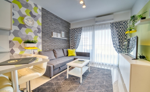 studio apartment living area